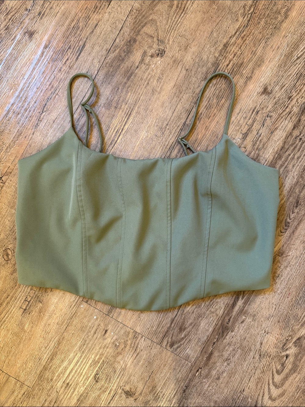 No Boundaries Olive Cropped Cami with Thin Straps